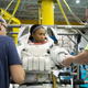 Jeanette Epps undergoing spacewalk training at Johnson Space Center in 2014.